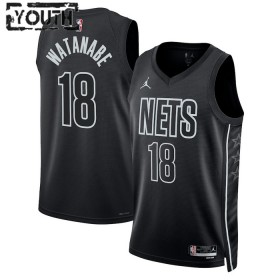 Barn Brooklyn Nets Tröja Yuta Watanabe 18 Jordan 2022-23 Statement Edition Svart Swingman